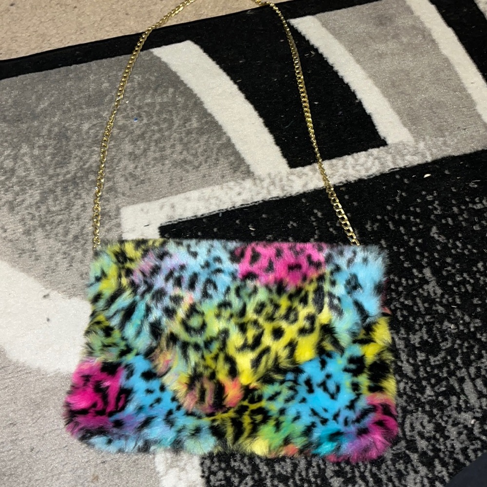 Colorful fuzzy purse